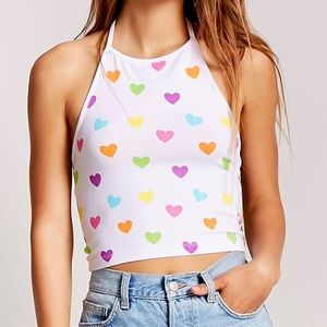 Forever 21 Hearts Halter Crop Top